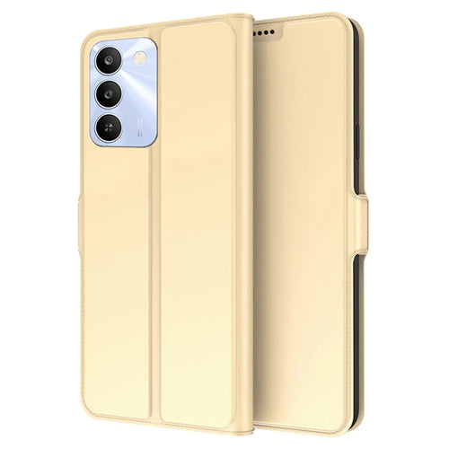 Case For Realme C100 5G / C83 5G Shockproof TPU Inner Shell Leather Phone Cover Card Slot - Gold - 1