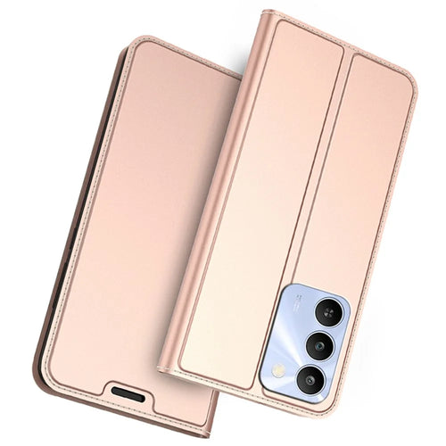 Case For Realme C100 5G / C83 5G PU Leather Phone Cover with Card Holder Stand - Rose Gold - 1