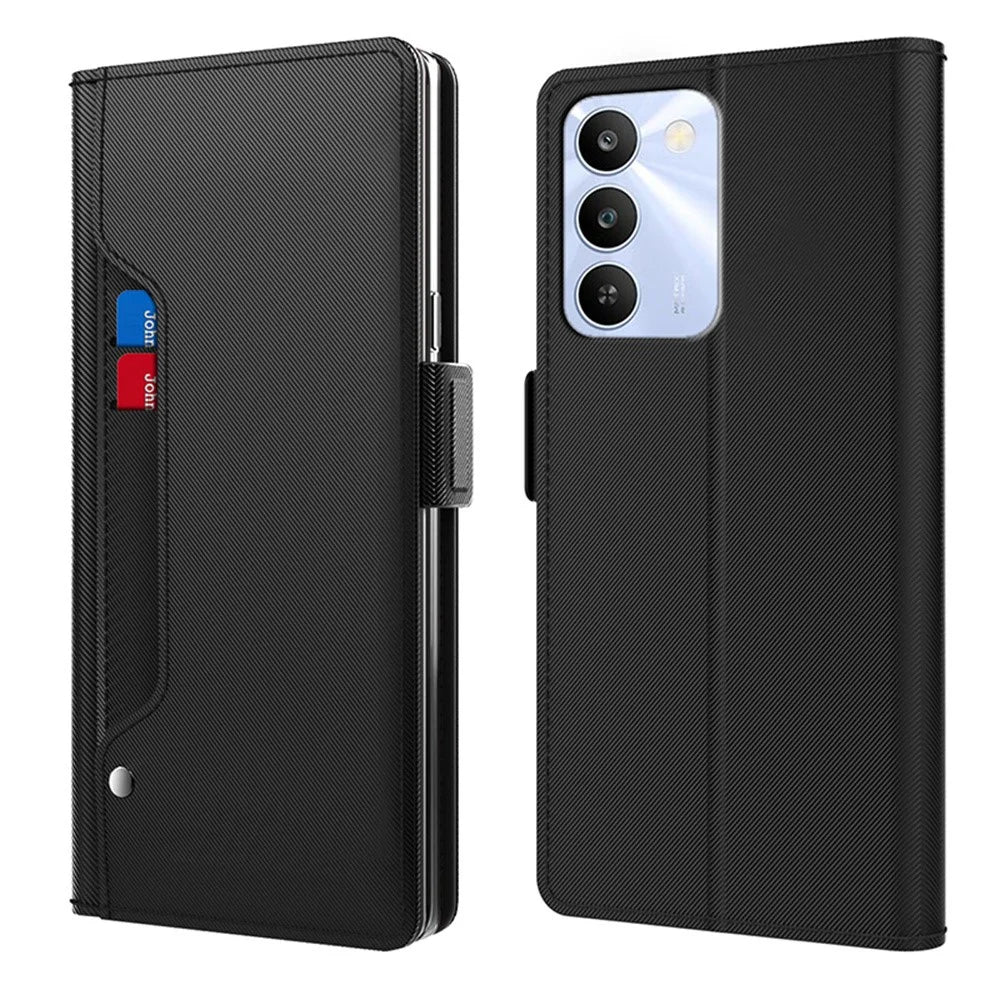 Case For Realme C100 5G / C83 5G PU+TPU Magnetic Flip Phone Cover with Stand - Black - 1