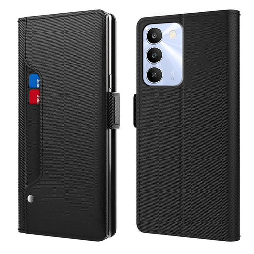 Case For Realme C100 5G / C83 5G PU+TPU Magnetic Flip Phone Cover with Stand - Black - 1