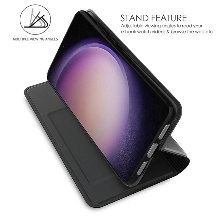 For Samsung Galaxy A27 5G Case PU Leather Phone Cover with Card Holder Stand - Black - 2
