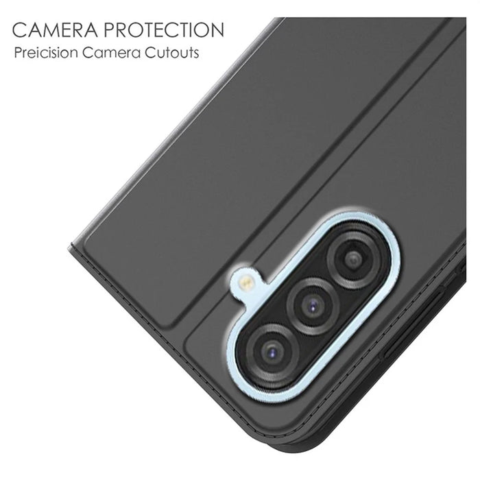 For Samsung Galaxy A27 5G Case PU Leather Phone Cover with Card Holder Stand - Black - 5