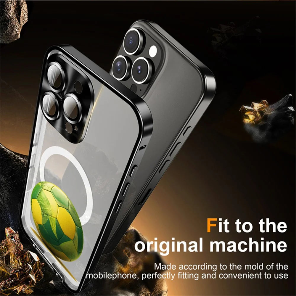 For iPhone 16 Pro Magnetic Case Football Print Pattern PC+TPU Phone Cover with Lens Film - LK00346-041 - 6