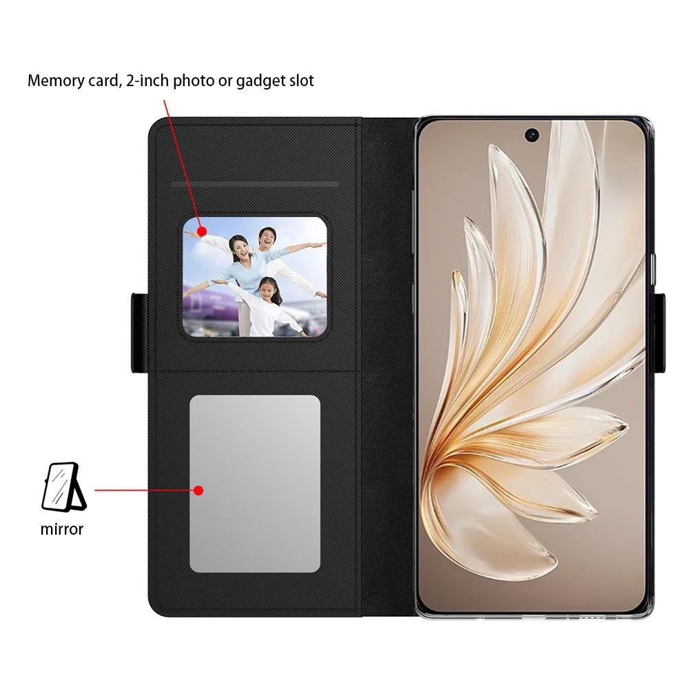 For vivo X300 Ultra 5G Case PU+TPU Magnetic Flip Phone Cover with Stand - Black - 3