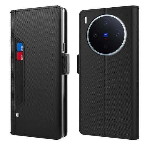 For vivo X300s 5G Case PU+TPU Magnetic Flip Phone Cover with Stand - Black - 1
