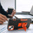 For iPhone 14 Plus Hybrid Hard PC Soft TPU Impact-Resistant Case Car Mount Kickstand Protective Phone Cover - Black / Orange - 3