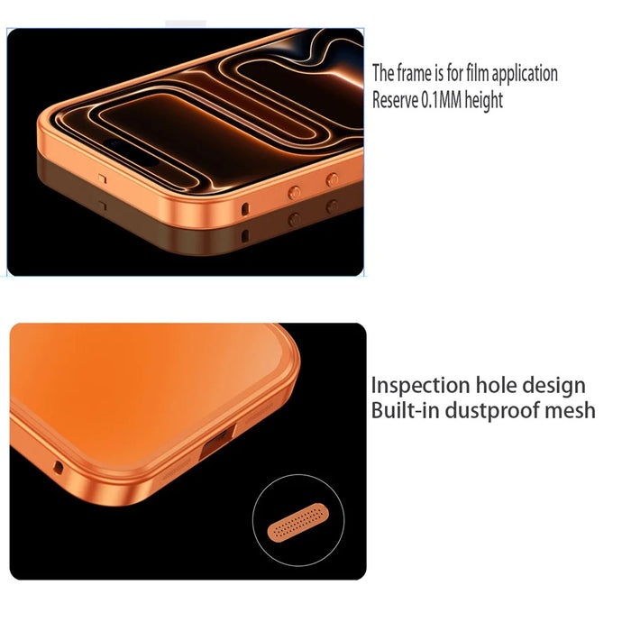 For iPhone 17 Pro Max Magnetic Case Metal Frame PC Back Phone Cover with Pop-Up Buckle - Orange - 6