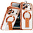 For iPhone 17 Pro Magnetic Case Electroplated Kickstand PC+TPU Protective Covr with Lens Film - Orange - 1