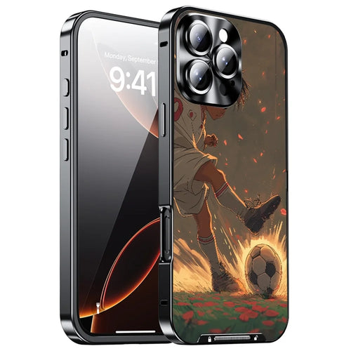 For iPhone 16 Pro Max Magnetic Case Football Pattern PC+TPU Protective Cover with Lens Film - LK00320-021 - 1