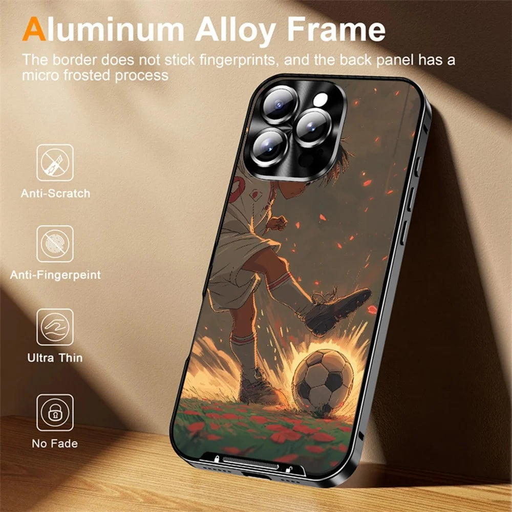 For iPhone 16 Pro Max Magnetic Case Football Pattern PC+TPU Protective Cover with Lens Film - LK00320-021 - 4