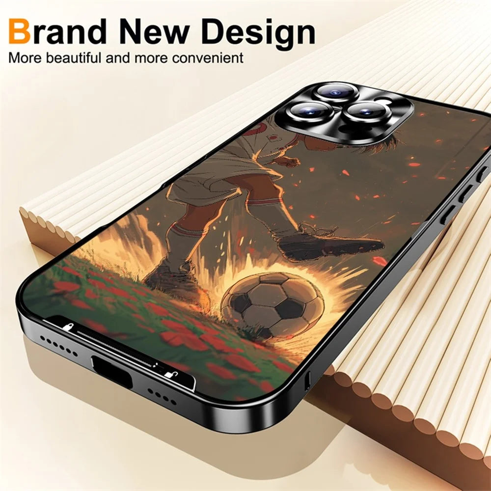 For iPhone 16 Pro Magnetic Case Football Pattern PC+TPU Protective Cover with Lens Film - LK00320-021 - 5