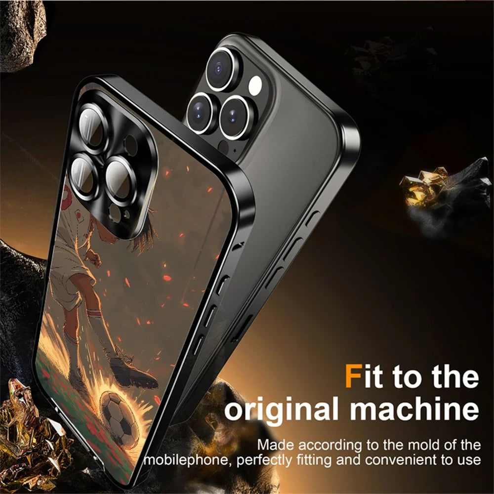 For iPhone 16 Pro Magnetic Case Football Pattern PC+TPU Protective Cover with Lens Film - LK00320-021 - 6