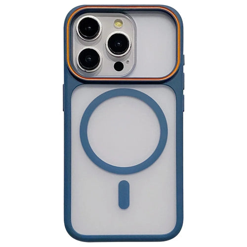 For iPhone 15 Pro Magnetic Case Large Viewing Window TPU + PC Shockproof Phone Cover - Blue - 1