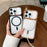 For iPhone 16 Pro Max Magnetic Case Large Viewing Window TPU + PC Shockproof Phone Cover - Orange - 3