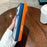 For iPhone 16 Pro Max Magnetic Case Large Viewing Window TPU + PC Shockproof Phone Cover - Orange - 5