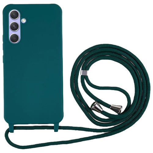 For Samsung Galaxy S26+ Case TPU Soft Shockproof Phone Cover with Adjustable Lanyard - Dark Green - 1
