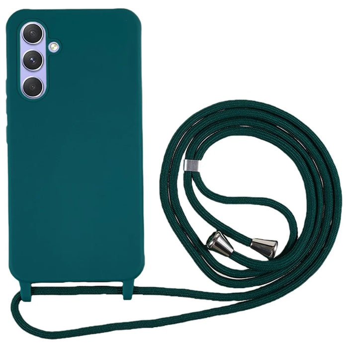 For Samsung Galaxy S26+ Case TPU Soft Shockproof Phone Cover with Adjustable Lanyard - Dark Green - 1