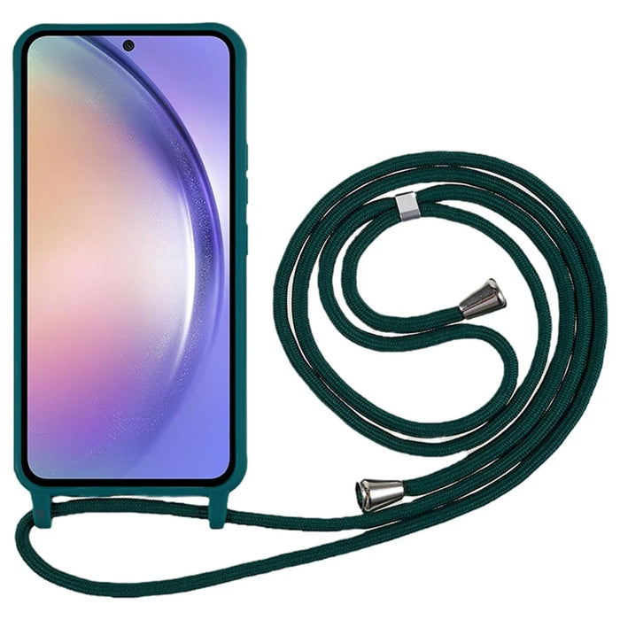 For Samsung Galaxy S26+ Case TPU Soft Shockproof Phone Cover with Adjustable Lanyard - Dark Green - 2