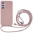 For Samsung Galaxy S26 Case TPU Soft Shockproof Phone Cover with Adjustable Lanyard - Deep Pink - 1