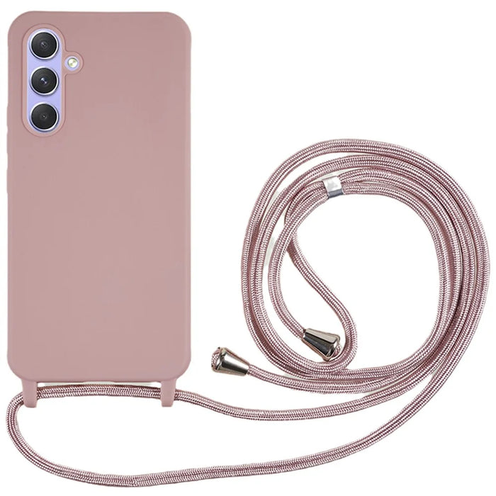 For Samsung Galaxy S26 Case TPU Soft Shockproof Phone Cover with Adjustable Lanyard - Deep Pink - 1
