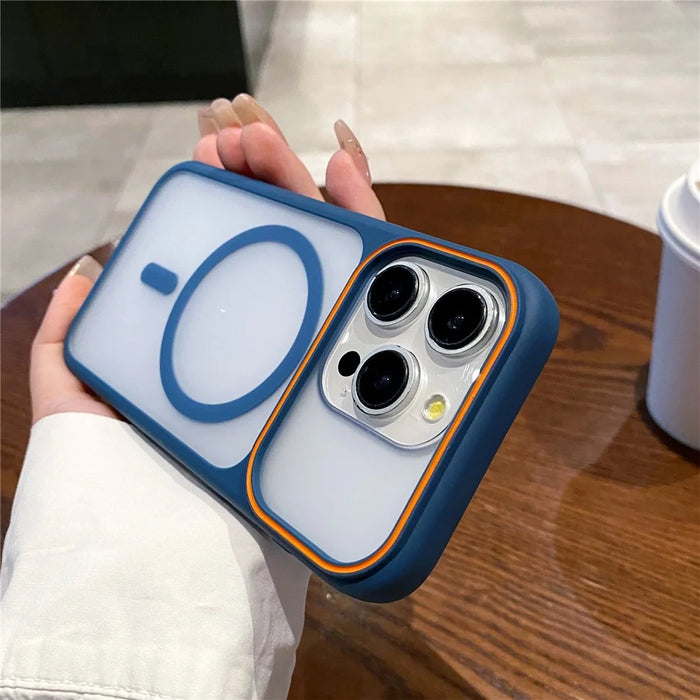For iPhone 12  /  12 Pro Magnetic Case Large Viewing Window TPU + PC Shockproof Phone Cover - Blue - 2