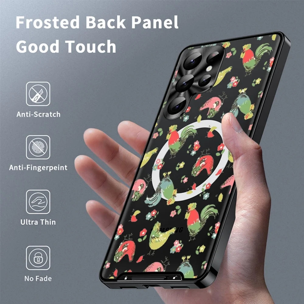 For Samsung Galaxy S26 Ultra Magnetic Case Rooster Pattern PC TPU Phone Cover with Lens Film - LK00135-01 - 2