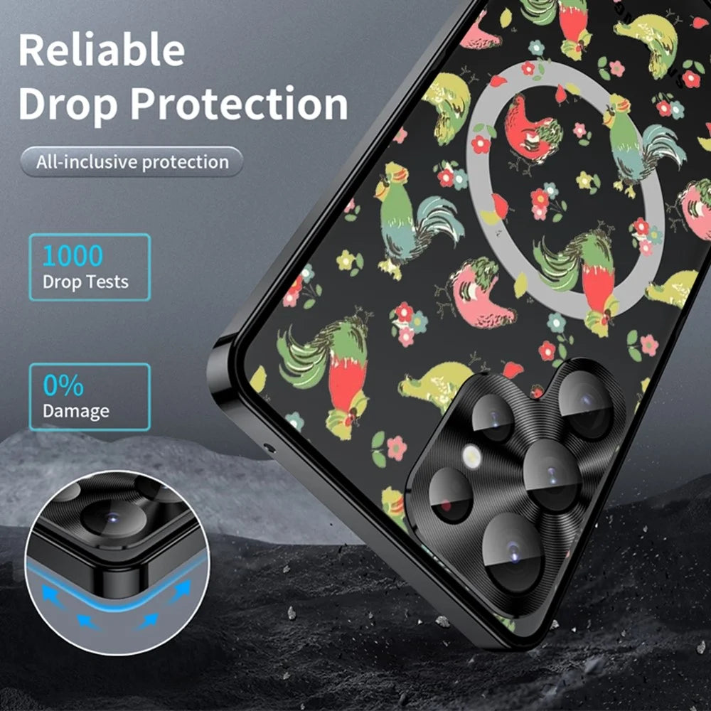 For Samsung Galaxy S26 Ultra Magnetic Case Rooster Pattern PC TPU Phone Cover with Lens Film - LK00135-01 - 3