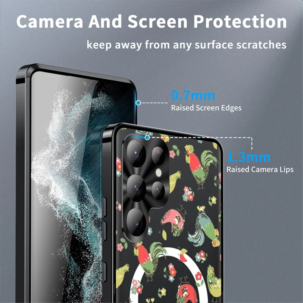 For Samsung Galaxy S26 Ultra Magnetic Case Rooster Pattern PC TPU Phone Cover with Lens Film - LK00135-01 - 4