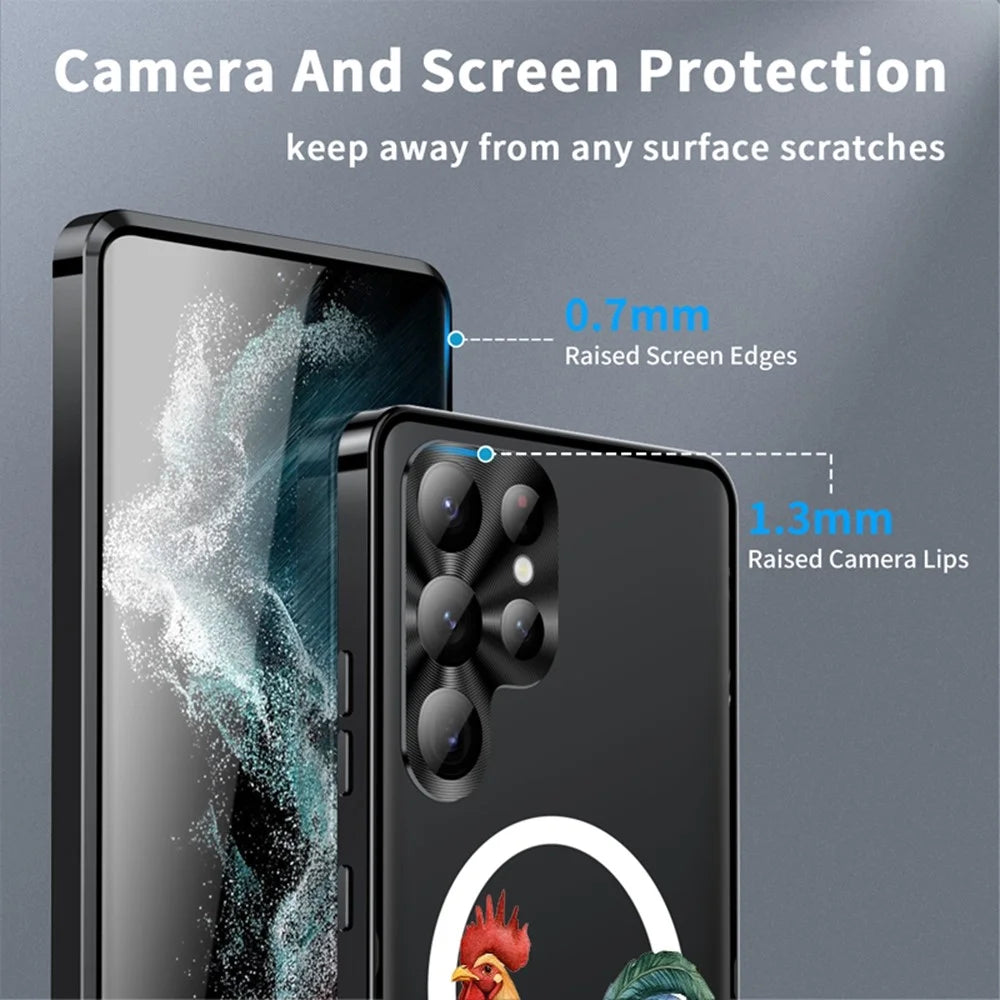 For Samsung Galaxy S25 Ultra Magnetic Case Rooster Pattern PC TPU Phone Cover with Lens Film - LK00136-02 - 4