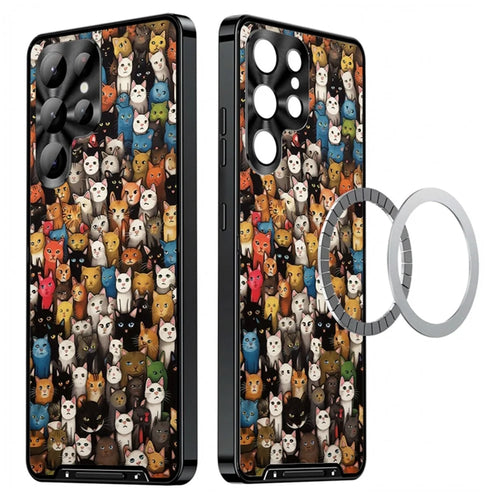 For Samsung Galaxy S24 Ultra Magnetic Case Rooster Pattern PC TPU Phone Cover with Lens Film - LK00137-03 - 1