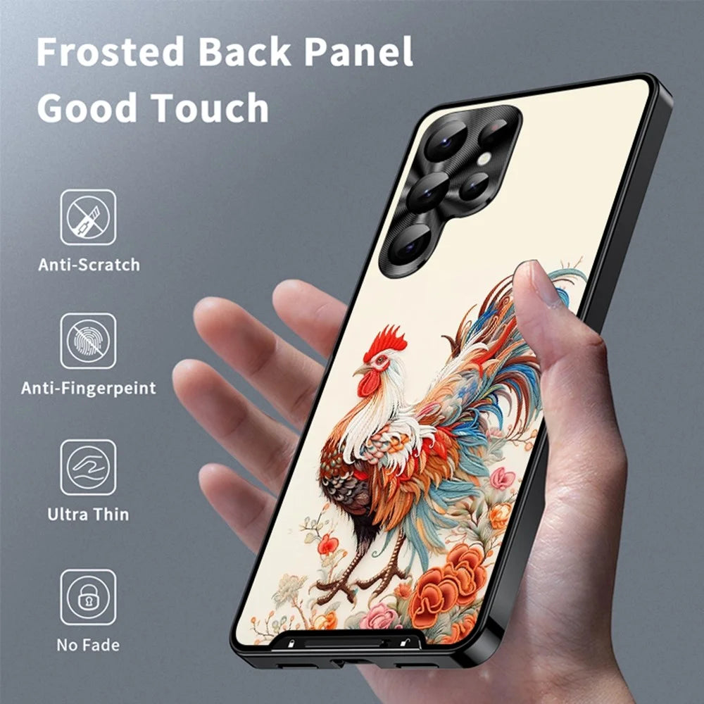 For Samsung Galaxy S23 Ultra Magnetic Case Rooster Pattern PC TPU Phone Cover with Lens Film - LK00138-04 - 2