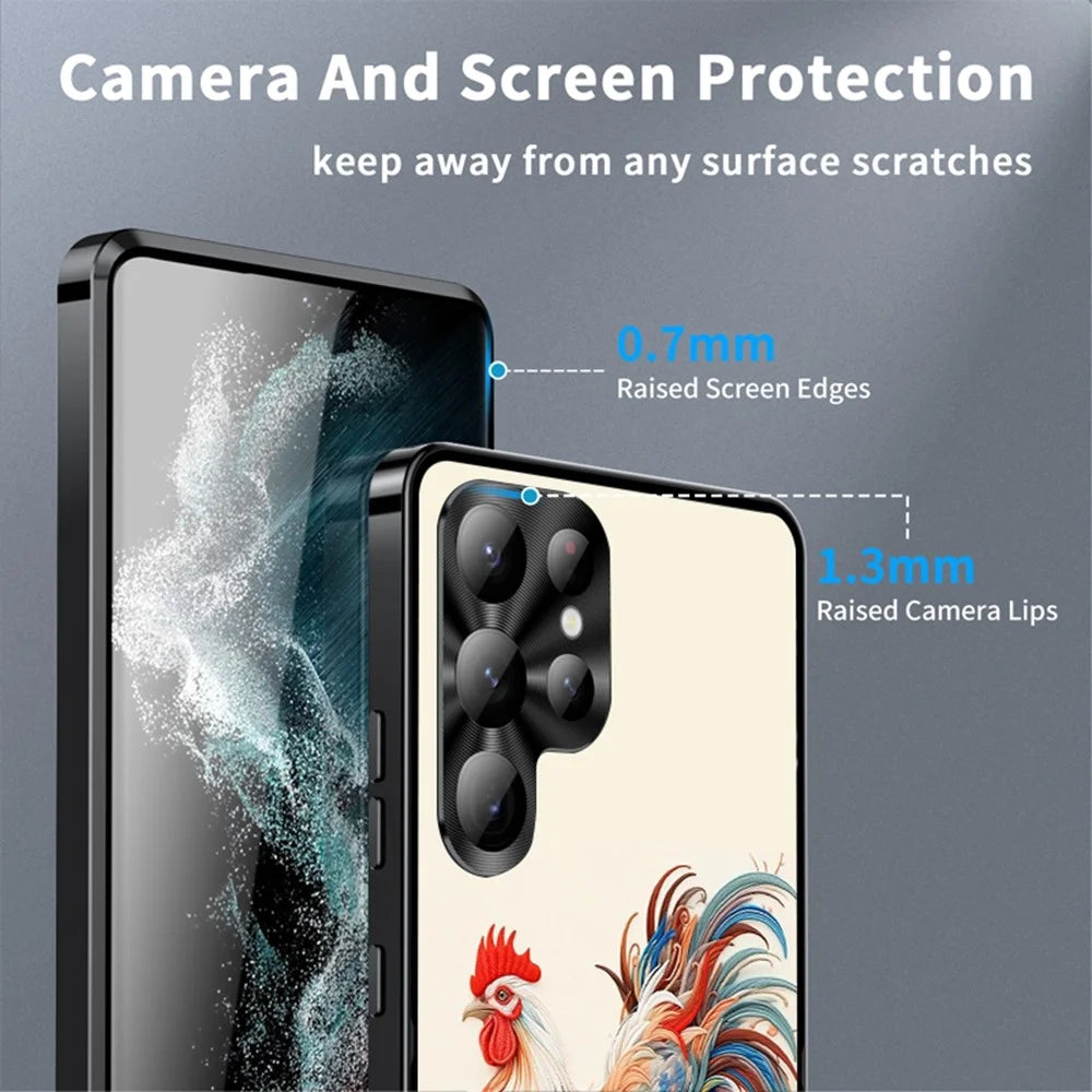 For Samsung Galaxy S23 Ultra Magnetic Case Rooster Pattern PC TPU Phone Cover with Lens Film - LK00138-04 - 4