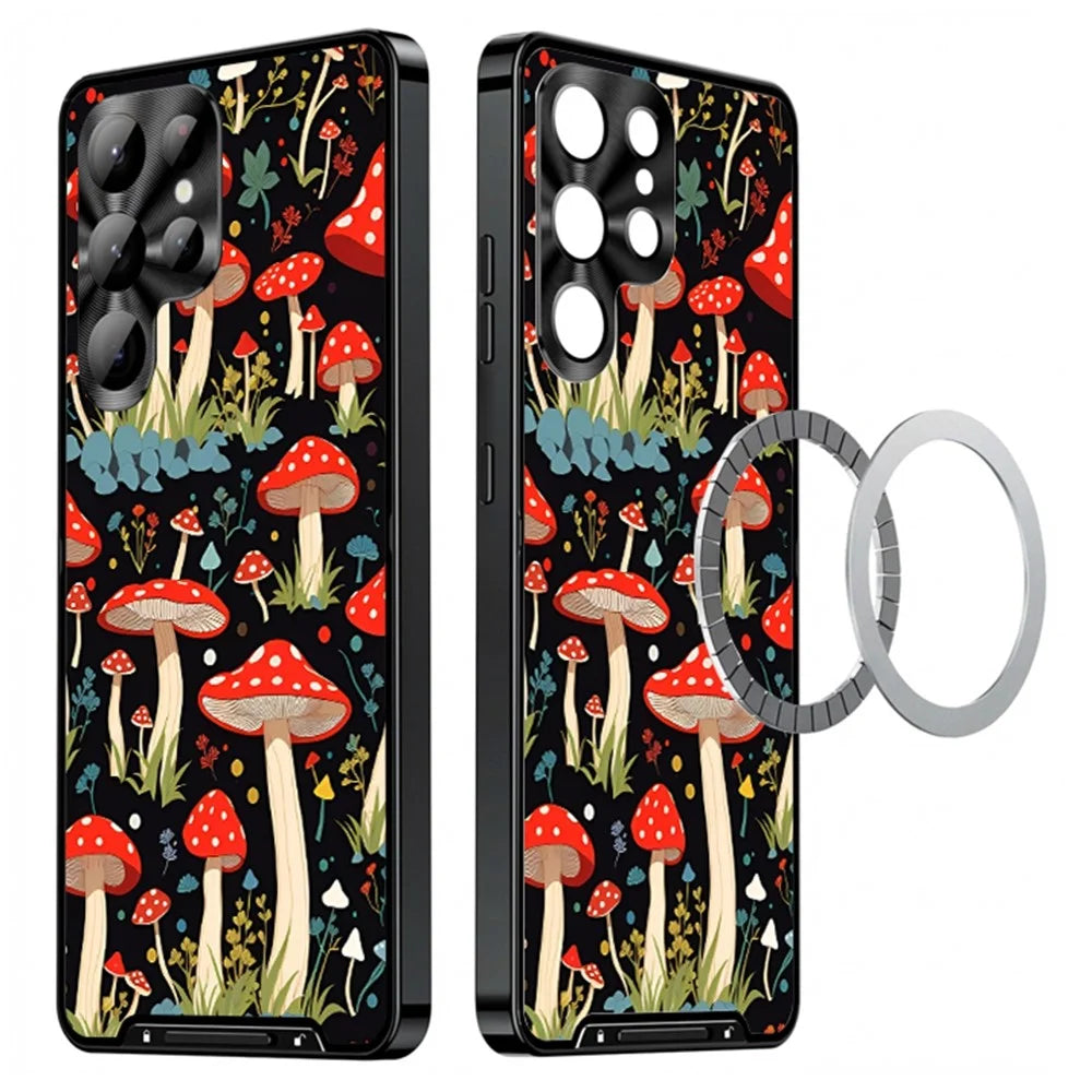 For Samsung Galaxy S24 Ultra Magnetic Case Mushroom Forest Pattern PC TPU Phone Cover with Lens Film - LK00160-03 - 1