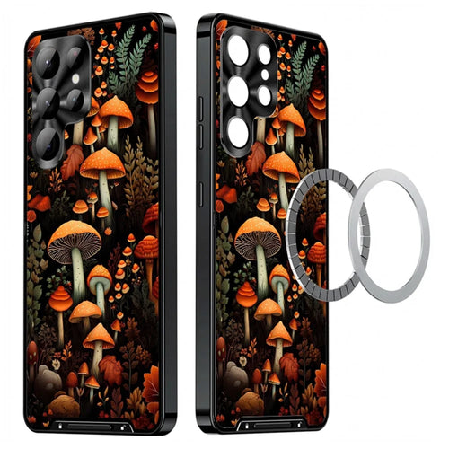 For Samsung Galaxy S23 Ultra Magnetic Case Mushroom Forest Pattern PC TPU Phone Cover with Lens Film - LK00162-05 - 1