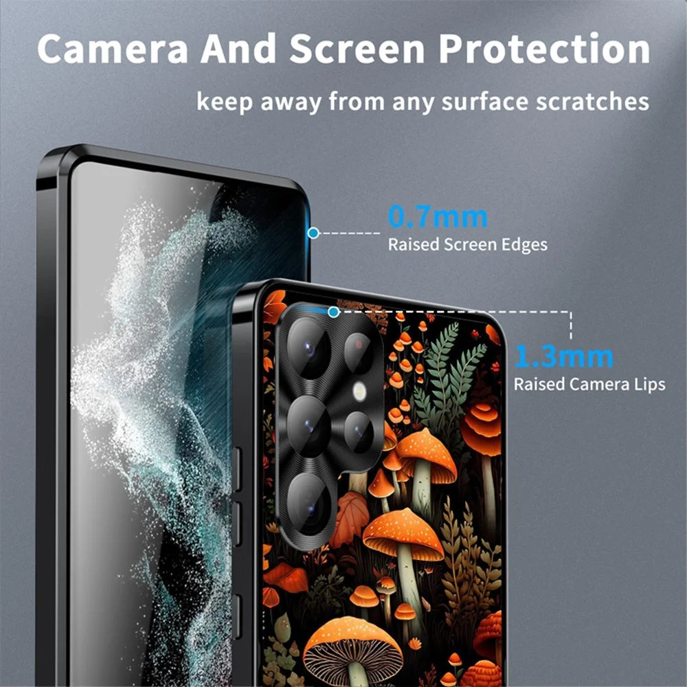 For Samsung Galaxy S23 Ultra Magnetic Case Mushroom Forest Pattern PC TPU Phone Cover with Lens Film - LK00162-05 - 4