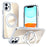 For iPhone 11 Magnetic Case Fluorescent Design TPU Acrylic Phone Back Cover with 360° Rotating Kickstand - White - 1