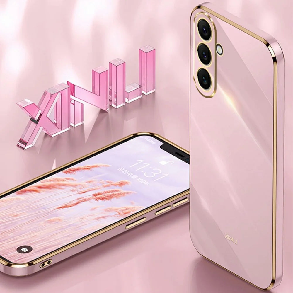 XINLI For Samsung Galaxy A37 5G Case TPU Phone Cover with Electroplating Frame - Cyan - 4