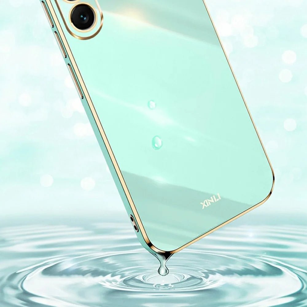 XINLI For Samsung Galaxy A37 5G Case TPU Phone Cover with Electroplating Frame - Cyan - 6