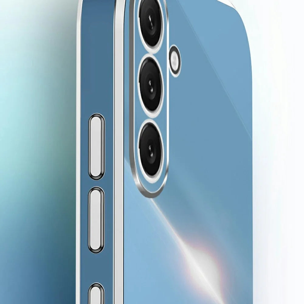 XINLI For Samsung Galaxy A37 5G Case Ring Kickstand Electroplating TPU Phone Cover - Cyan - 4