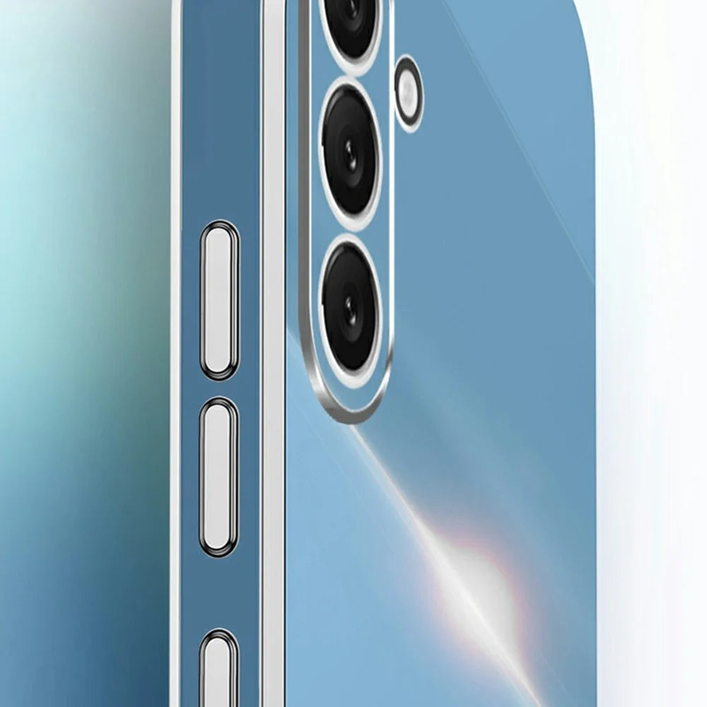 XINLI For Samsung Galaxy A57 5G Case TPU Phone Cover with Electroplating Frame - Cyan - 5
