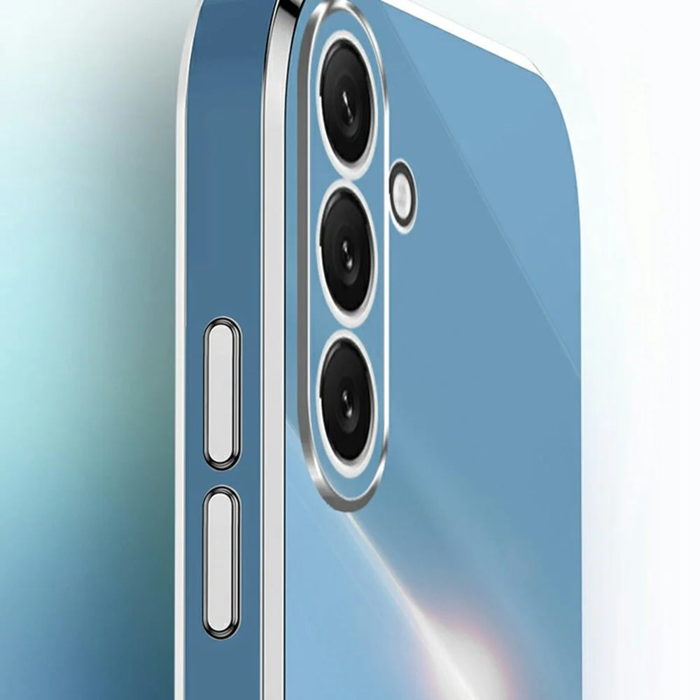 XINLI For Samsung Galaxy A57 5G Case Ring Kickstand Electroplating TPU Phone Cover - Cyan - 3