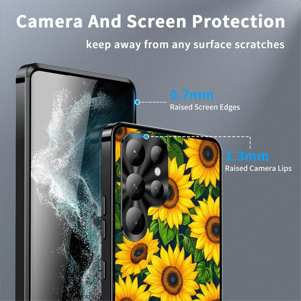 For Samsung Galaxy S26 Ultra Magnetic Case Sunflower Pattern PC TPU Phone Cover with Lens Film - LK00151-1 - 4