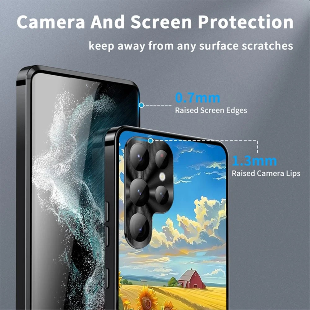 For Samsung Galaxy S24 Ultra Magnetic Case Sunflower Pattern PC TPU Phone Cover with Lens Film - LK00153-3 - 4