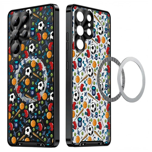 For Samsung Galaxy S26 Ultra Magnetic Case Football Pattern PC+TPU Shockproof Phone Cover with Lens Film - LK00083-002 - 1