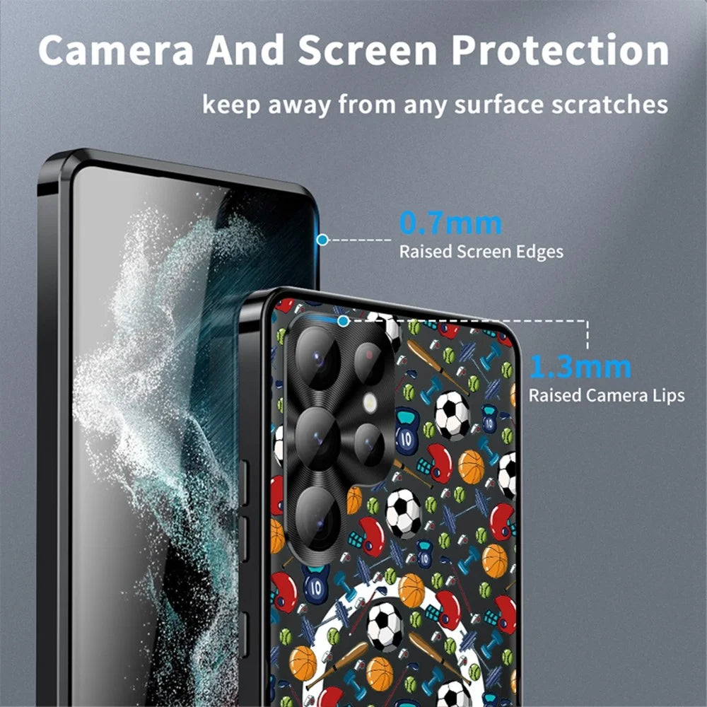 For Samsung Galaxy S23 Ultra Magnetic Case Football Pattern PC+TPU Shockproof Phone Cover with Lens Film - LK00083-002 - 4
