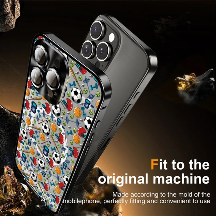 For iPhone 16 Pro Magnetic Case Football Pattern PC+TPU Shockproof Phone Cover with Lens Film - LK00083-002 - 6