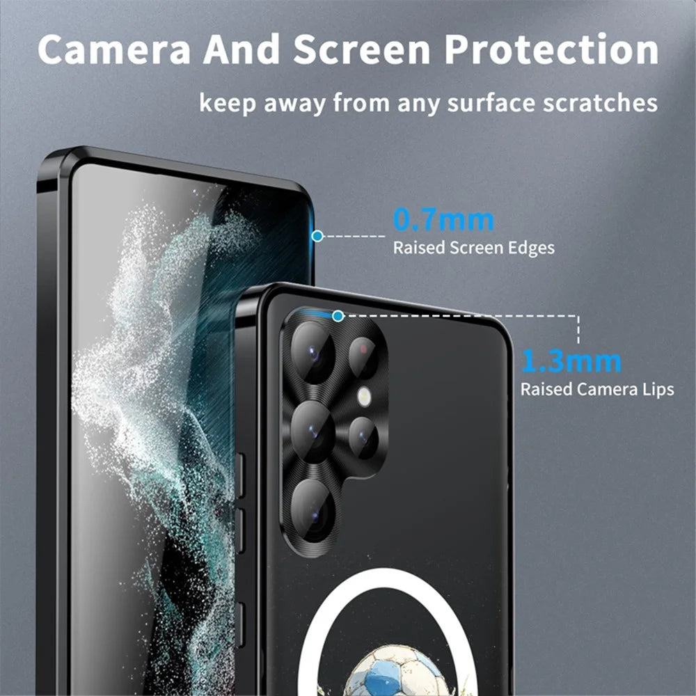 For Samsung Galaxy S26 Ultra Magnetic Case Football Pattern PC+TPU Mobile Phone Cover with Lens Film - LK00473-101 - 4