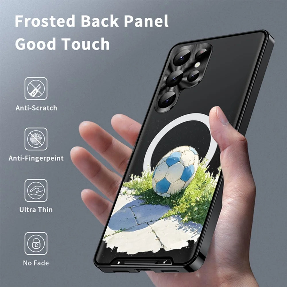 For Samsung Galaxy S24 Ultra Magnetic Case Football Pattern PC+TPU Mobile Phone Cover with Lens Film - LK00473-101 - 2