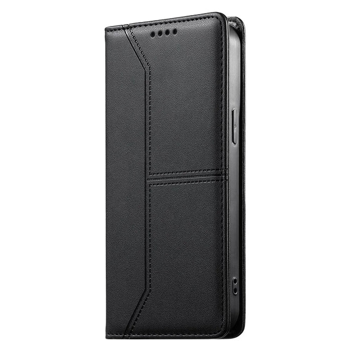 For Samsung Galaxy A27 5G Wallet Stand Case Line Splicing TPU PU Leather Phone Cover - Black - 6