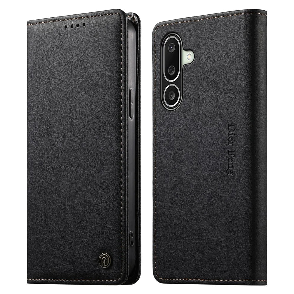DIERFENG DF-019 for Samsung Galaxy A27 5G Leather Wallet Case Magnetic Flip Cover with Card Slots RFID Blocking - Black - 1